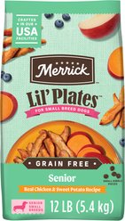 Merrick Lil' Plates Grain-Free Small Breed Dry Dog Food Senior Real Chicken + Sweet Potato Recipe, 12-lb bag