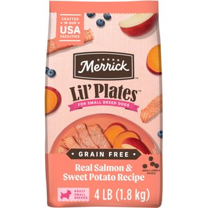 Merrick Lil' Plates Grain-Free Chicken-Free Real Salmon + Sweet Potato Recipe Small Breed Dry Dog Food, 4-lb bag