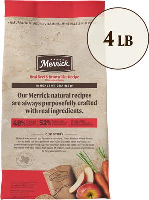 Show full view: Merrick Classic Healthy Grains Real Beef + Brown Rice Recipe with Ancient Grains Adult Dry Dog Food, 4-lb bag slide 3 of 12