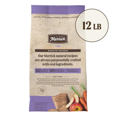 Show full view: Merrick Classic Healthy Grains Dry Dog Food Puppy Recipe, 12-lb bag slide 3 of 12