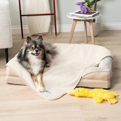 Show full view: PetAmi Sherpa Fleece Waterproof Cat & Dog Blanket, Beige, Small  slide 7 of 10