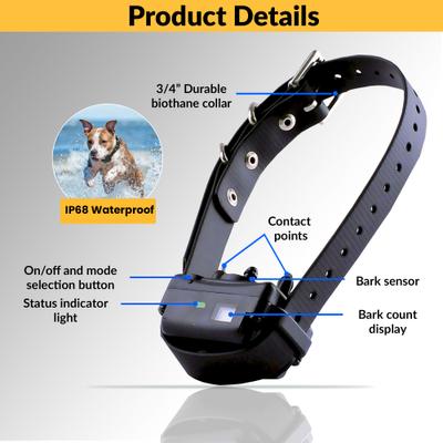 Show full view: Educator Barkless Pro Advanced No-Bark Collar & Clicker Waterproof Dog Training Collar slide 3 of 10