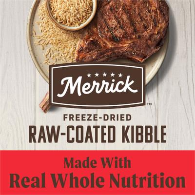 Show full view: Merrick Healthy Grains Raw-Coated Kibble Real Beef + Brown Rice Recipe Freeze-Dried Dry Dog Food, 4-lb bag slide 5 of 12