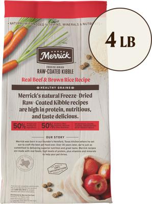 Show full view: Merrick Healthy Grains Raw-Coated Kibble Real Beef + Brown Rice Recipe Freeze-Dried Dry Dog Food, 4-lb bag slide 3 of 12