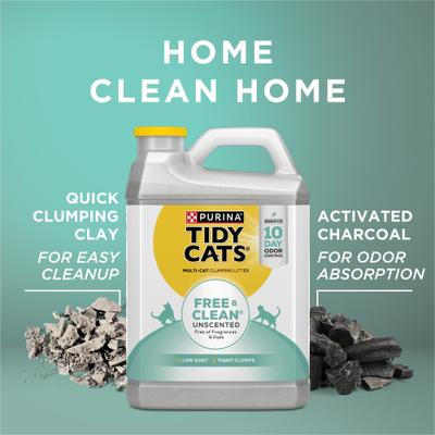 Show full view: Tidy Cats Free & Clean Unscented Clumping Clay Cat Litter, 20-lb jug, case of 2 slide 8 of 12