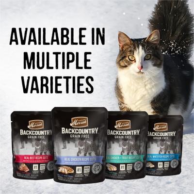 Show full view: Merrick Backcountry Grain-Free Morsels in Gravy Real Whitefish Recipe Cuts Cat Food Pouches, 3-oz, case of 24 slide 9 of 12