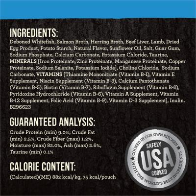 Show full view: Merrick Backcountry Grain-Free Morsels in Gravy Real Whitefish Recipe Cuts Cat Food Pouches, 3-oz, case of 24 slide 8 of 12