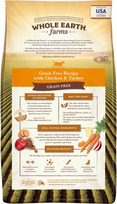Show full view: Whole Earth Farms Grain-Free Chicken & Turkey Recipe Dry Dog Food, 25-lb bag slide 4 of 11
