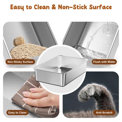 Show full view: Casfuy High-Sided Stainless Steel Cat Litter Box, X-Large: 24-in slide 7 of 10