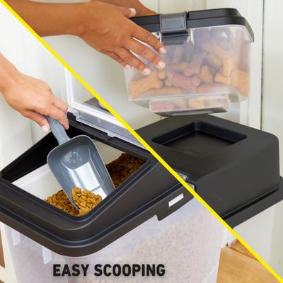 Show full view: Mighty Tuff Airtight Pet Food Storage Container with Wheels, Scoop, & Treat Container, Gray, 36-lb slide 5 of 8