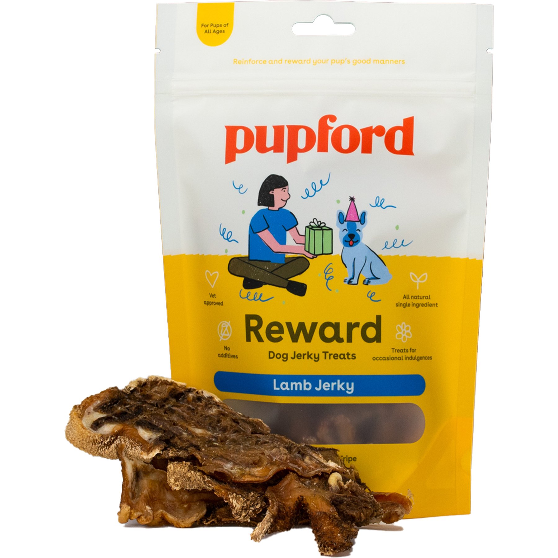 Pupford Lamb High-Protein Jerky Dog Treats, 3.5-oz bag