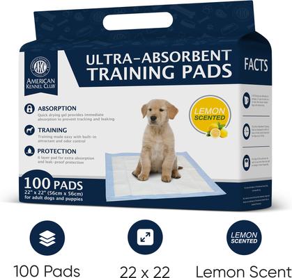 Show full view: American Kennel Club Dog Training Pads, 22 x 22-in, 100 count, Lemon Scented slide 2 of 9