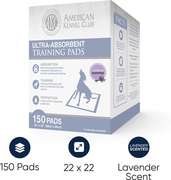 Show full view: American Kennel Club Dog Training Pads, 22 x 22-in, 150 count, Lavender Scented slide 2 of 10