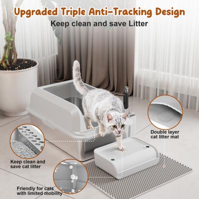 Show full view: Casfuy High-Sided Stainless Steel Cat Litter Box, X-Large: 24-in slide 5 of 10