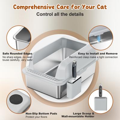 Show full view: Casfuy High-Sided Stainless Steel Cat Litter Box, X-Large: 24-in slide 8 of 10