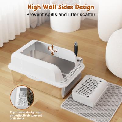 Show full view: Casfuy High-Sided Stainless Steel Cat Litter Box, X-Large: 24-in slide 4 of 10