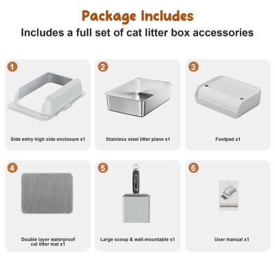 Show full view: Casfuy High-Sided Stainless Steel Cat Litter Box, X-Large: 24-in slide 9 of 10