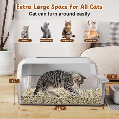 Show full view: Casfuy High-Sided Stainless Steel Cat Litter Box, X-Large: 24-in slide 3 of 10
