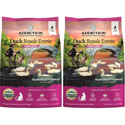 Addiction Addiction Grain-Free Duck Royale Skin & Coat Health Dry Cat Food, 8-lb bundle