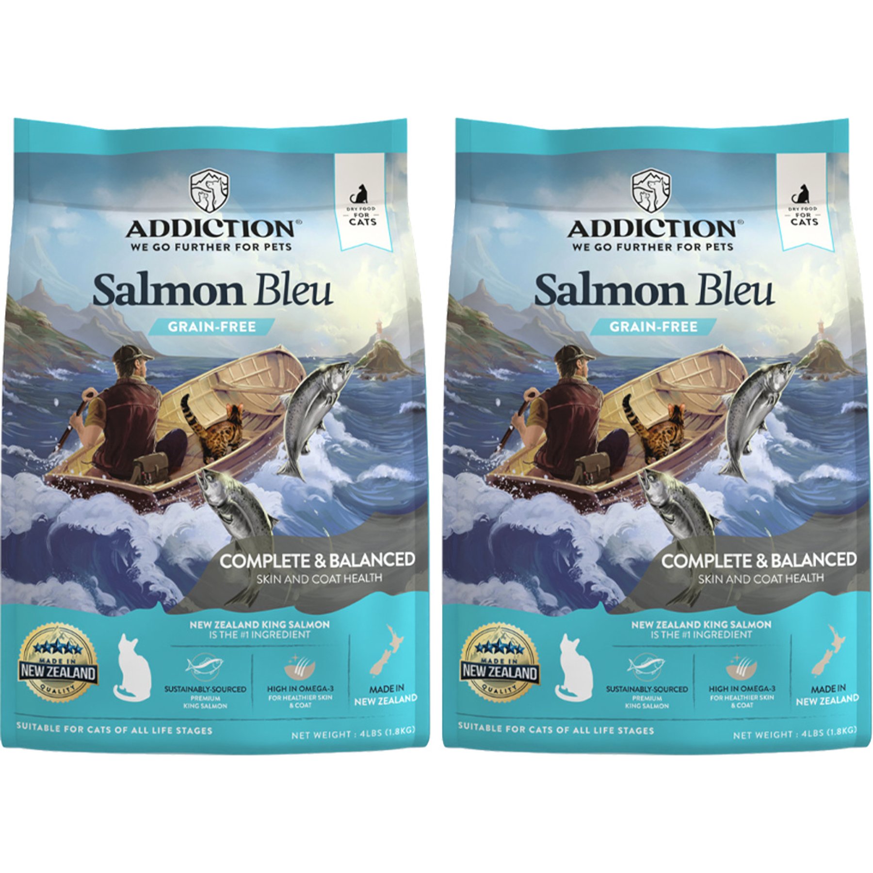 Addiction Grain-Free Salmon Bleu Skin & Coat Health Dry Cat Food, 8-lb bundle