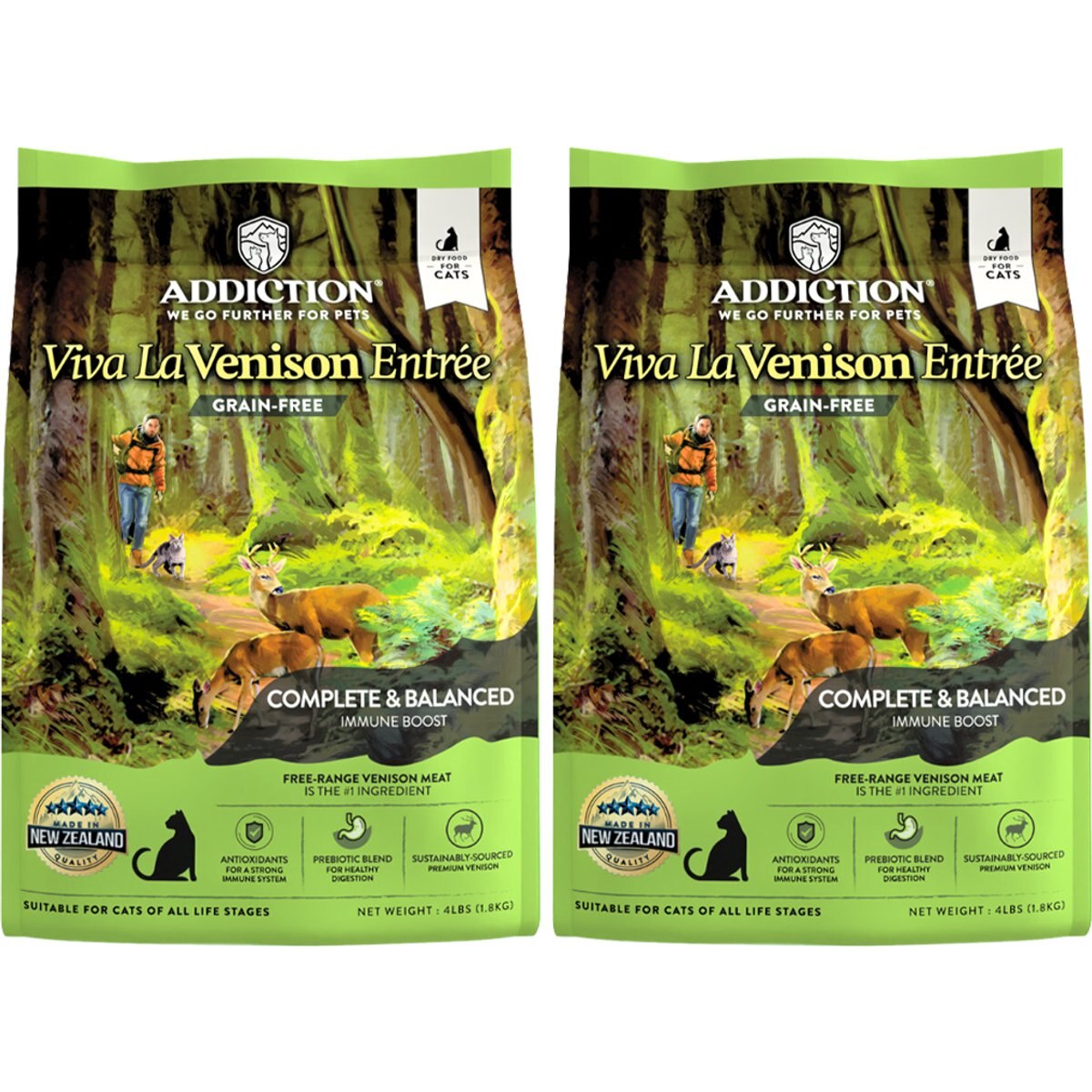 Addiction Viva La Venison Entree Complete & Balanced Immune Boost Grain-Free Dry Cat Food, 8-lb bundle