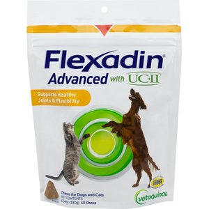 Vetoquinol Flexadin Advanced with UCII Collagen Soft Chews Joint Supplement for Dogs & Cats, 60 count