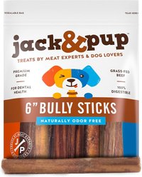 Jack & Pup Odor Free 6-inch Standard Beef Bully Stick Dog Chews, 50 count