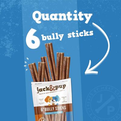 Show full view: Jack & Pup Odor Free 6-inch Jumbo Beef Bully Stick Dog Chew, 6 count slide 6 of 8