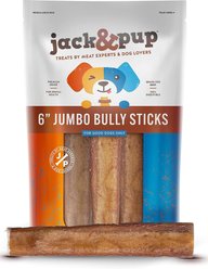 Jack & Pup Odor Free 6-inch Jumbo Beef Bully Stick Dog Chew, 6 count