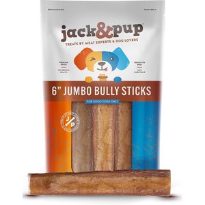 Jack & Pup Odor Free 6-inch Jumbo Beef Bully Stick Dog Chew, 6 count