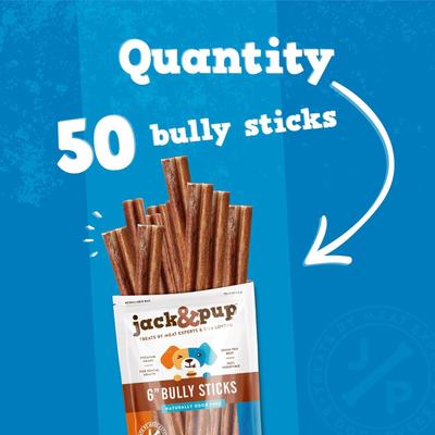 Show full view: Jack & Pup Odor Free 6-inch Standard Beef Bully Stick Dog Chews, 50 count slide 6 of 9