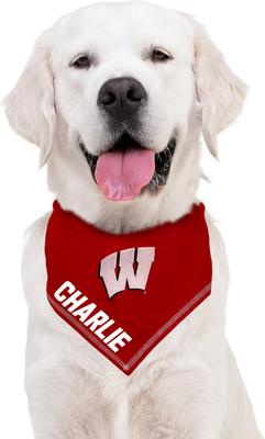 Show full view: Pets First NCAA Wisconsin Badgers Personalized Dog Bandana, Large/X-Large slide 5 of 5