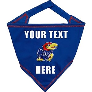 Pets First NCAA Kansas Jayhawks Personalized Dog Bandana, Large/X-Large