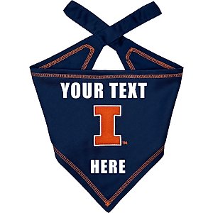 Pets First NCAA Illinois Fighting Illini Personalized Dog Bandana, Small/Medium