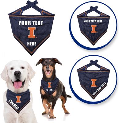 Show full view: Pets First NCAA Illinois Fighting Illini Personalized Dog Bandana, Large/X-Large slide 3 of 5