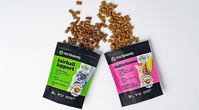 Pet Honesty Dual Texture Chicken Flavored Immune Support Lysine Chews for Cats, 2 + Pet Honesty Dual Texture Chicken Flavored Multivitamin Omega-3 & Lysine Chews for Cats, 2