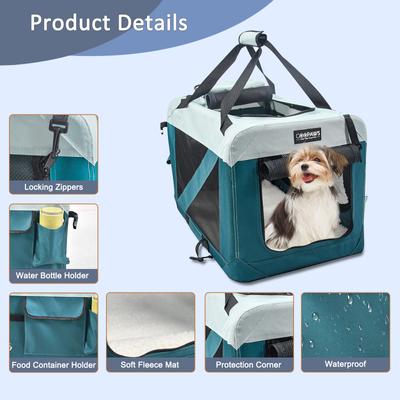 Show full view: GOOPAWS 3-Door Collapsible Soft-Sided Dog & Cat Crate, Teal Blue, Small slide 5 of 9