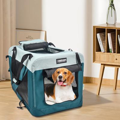 Show full view: GOOPAWS 3-Door Collapsible Soft-Sided Dog & Cat Crate, Teal Blue, Small slide 7 of 9