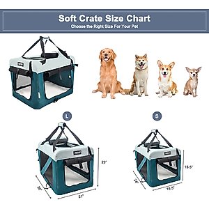 GOOPAWS 3-Door Collapsible Soft-Sided Dog & Cat Crate, Teal Blue, Small