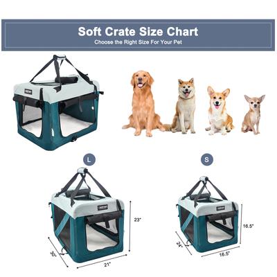 Show full view: GOOPAWS 3-Door Collapsible Soft-Sided Dog & Cat Crate, Teal Blue, Small slide 4 of 9