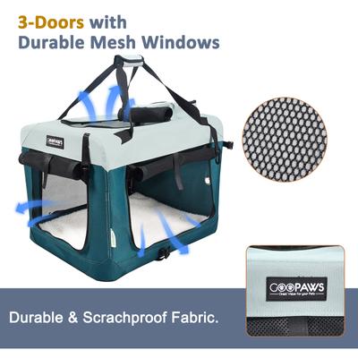 Show full view: GOOPAWS 3-Door Collapsible Soft-Sided Dog & Cat Crate, Teal Blue, Small slide 3 of 9