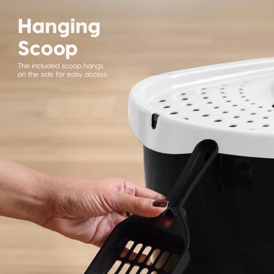 IRIS Large Round Top Entry Cat Litter Box & Scoop