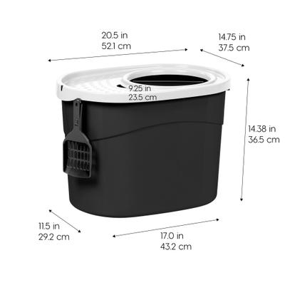 IRIS Large Round Top Entry Cat Litter Box & Scoop