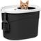 Show in main carousel: IRIS Large Round Top Entry Cat Litter Box & Scoop, Black/White slide 1 of 9