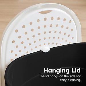 IRIS Large Round Top Entry Cat Litter Box & Scoop, Black/White