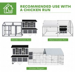 PawHut 43-in Portable Wooden Chicken Coop, Nesting Box Portable House, Lockable Doors, 2 Wheels, Handle, Gray slide 2 of 9