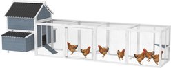 PawHut 156-in Wooden Chicken Coop, 2 Nesting Boxes, Outdoor Extended Run, Lockable Door, Swing, Roosting Bar, Light Gray