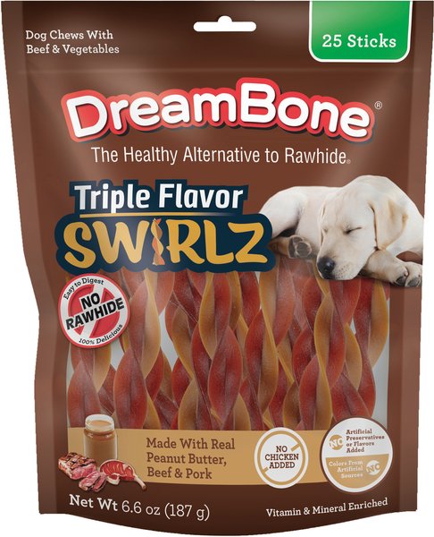 DREAMBONE Triple Flavor Swirlz Dog Chews, 25 count