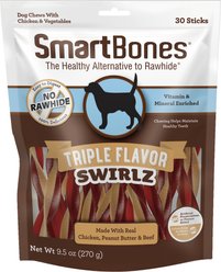 SmartBones Triple Flavor Swirlz Dog Chews, 30 count