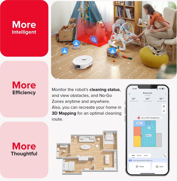 Roborock Q8 Max Smart Robot Vacuum & Mop, White